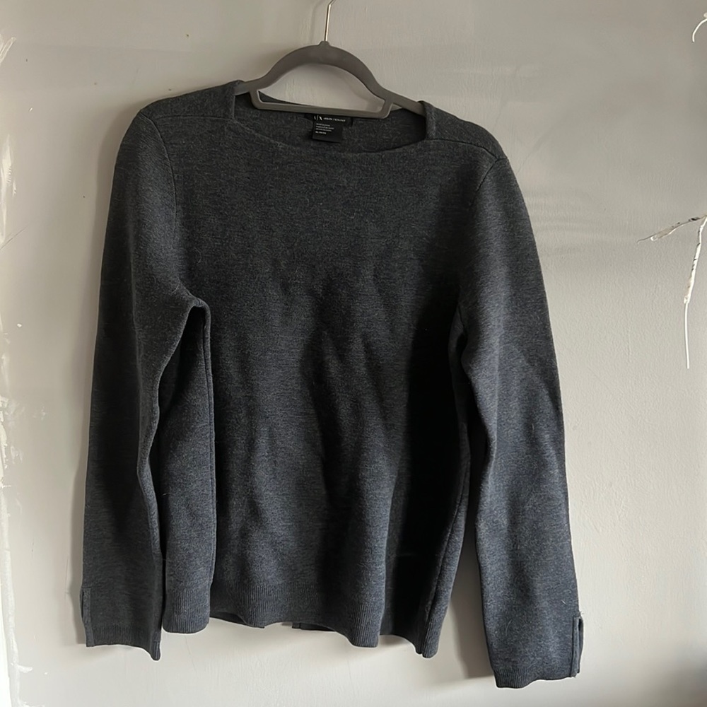 Armani Exchange A|X Wool Blend Sweater XL Gray Blue Minimalist Knit